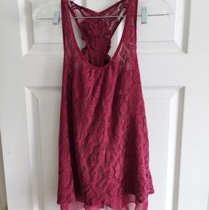 Lacey wine-colored racerback tunic